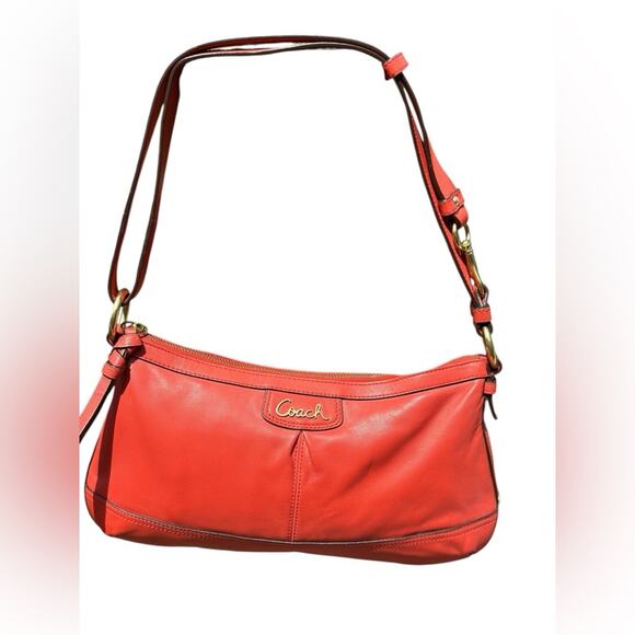 Coach Park Orange Leather Shoulder Bag - Picture 3 of 13